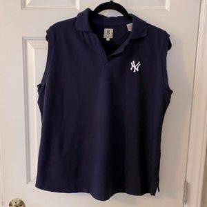 Official NY Yankees Women’s sleeveless XL golf shirt. Navy